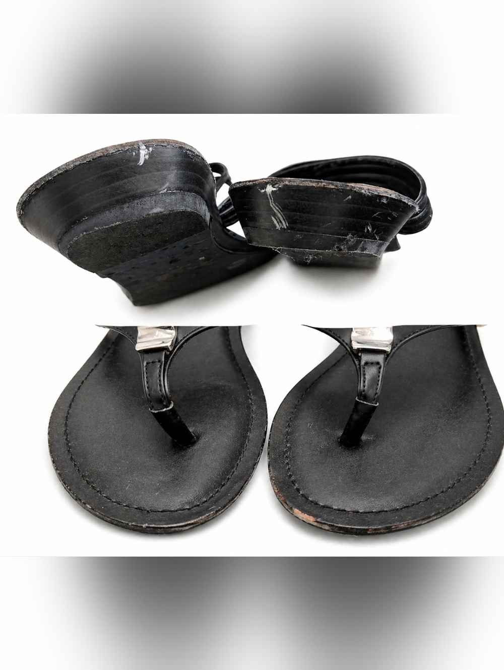 BCBGeneration Black Sandals with Silver-Tone T-Bar Accents - Picture 6 of 6
